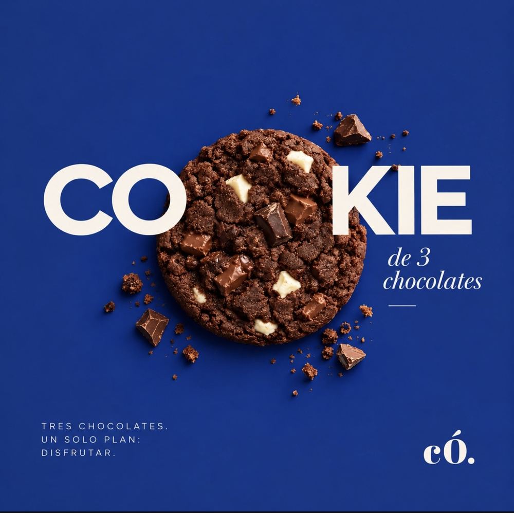 Cookie de tres chocolates de có.