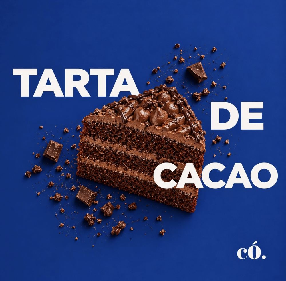 Tarta de cacao de có. con porciones de chocolate